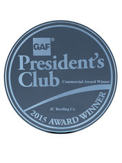 GAF President's Club 2015 Award Winner - roofing