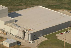 arial shot of a factory roof - roofing